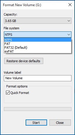 format sd to fat16